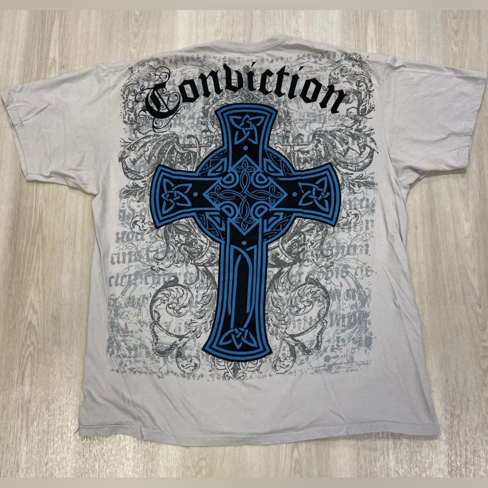 Vintage Y2K Carbon Black Conviction Cross Wings AOP
Mens XL